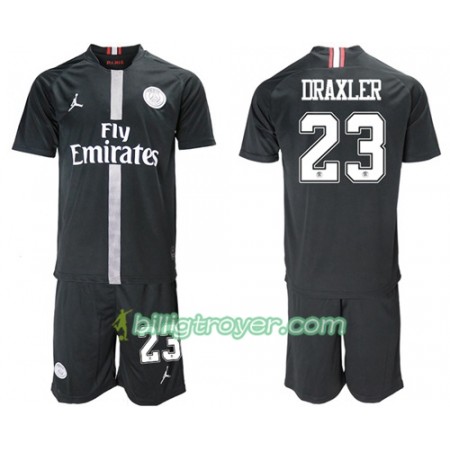 Billige Fotballdrakter Paris Saint Germain Draxler 23 Jodan Svart Barn Tredjedraktsett 2018/19 Kortermet